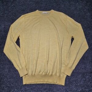 Mens Suitsupply Merino Wool Pale Yellow Crewneck Pullover Sweater XXL
